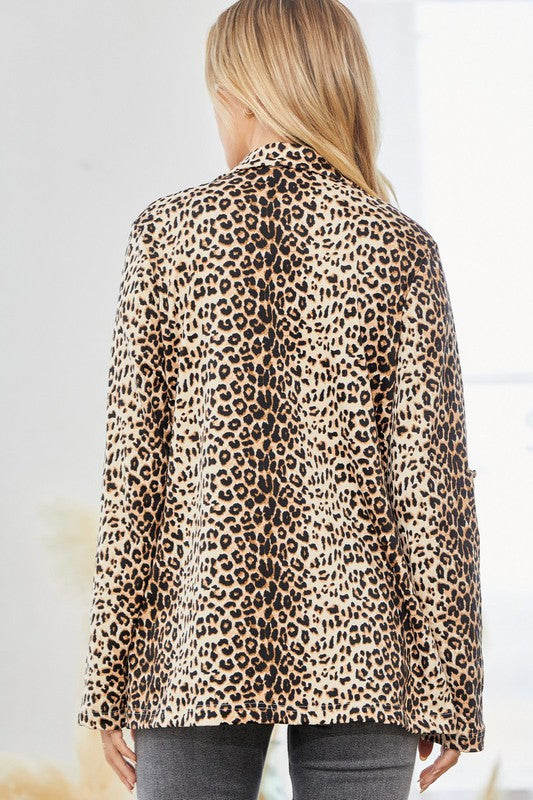 TOTE NEW Leopard Knit Woven Blazer - Curvy Size