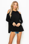 Solid Shoulder Accent Loose Fit Top