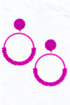 Circle Seed Bead Post Dangle Earrings