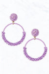 Circle Seed Bead Post Dangle Earrings