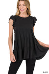 Ruffle Sleeve Tiered Tunic Top - 3 colors