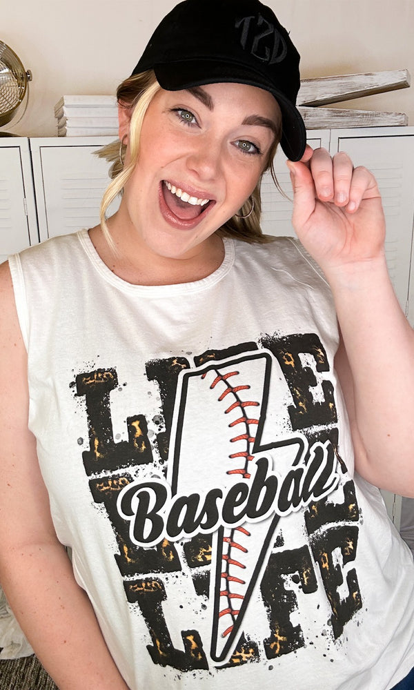 Baseball Life Lightening Bolt Tank Top