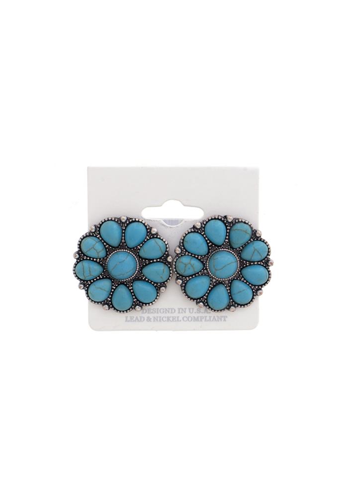 Western Style Turquoise Stone Dangle Clips