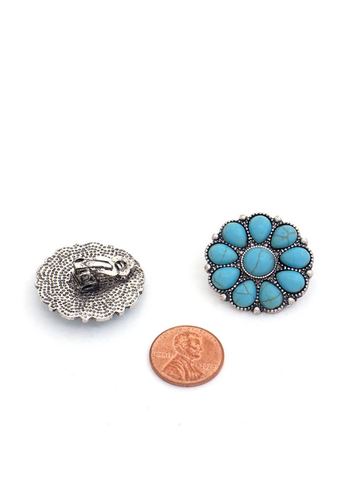 Western Style Turquoise Stone Dangle Clips