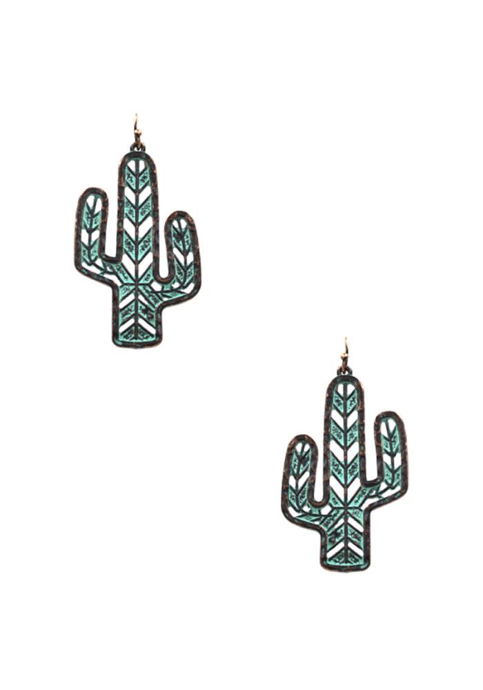 NEW Cactus Metal Filigree Earring - 3 colors