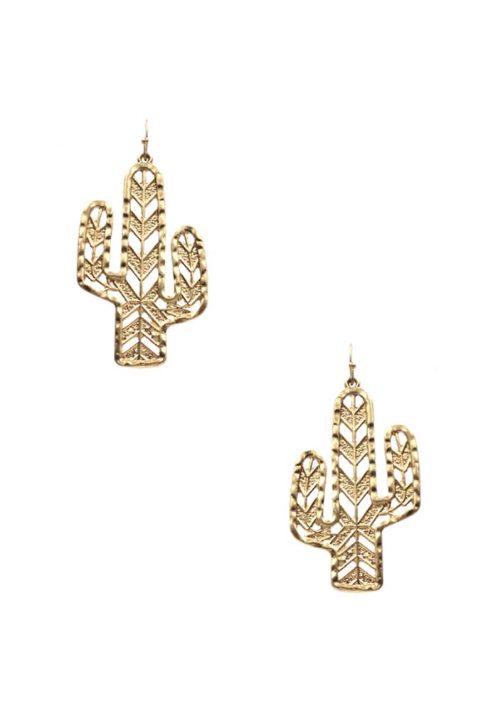 NEW Cactus Metal Filigree Earring - 3 colors
