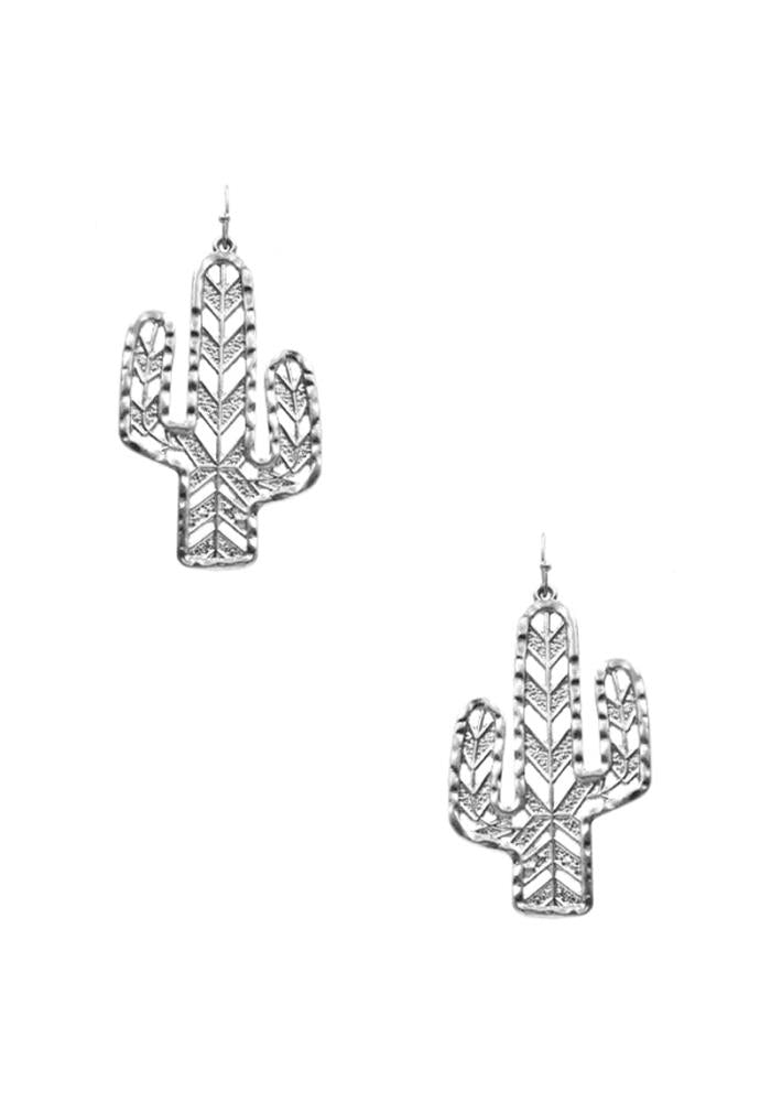 NEW Cactus Metal Filigree Earring - 3 colors