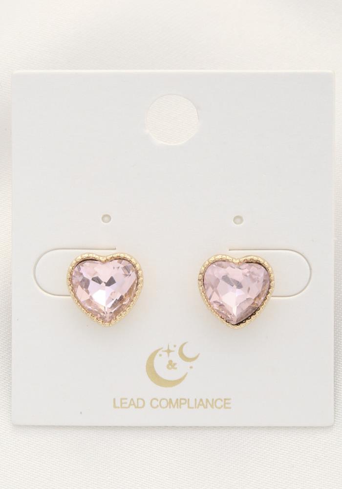 Heart Crystal Stud Earring - 3 Colors