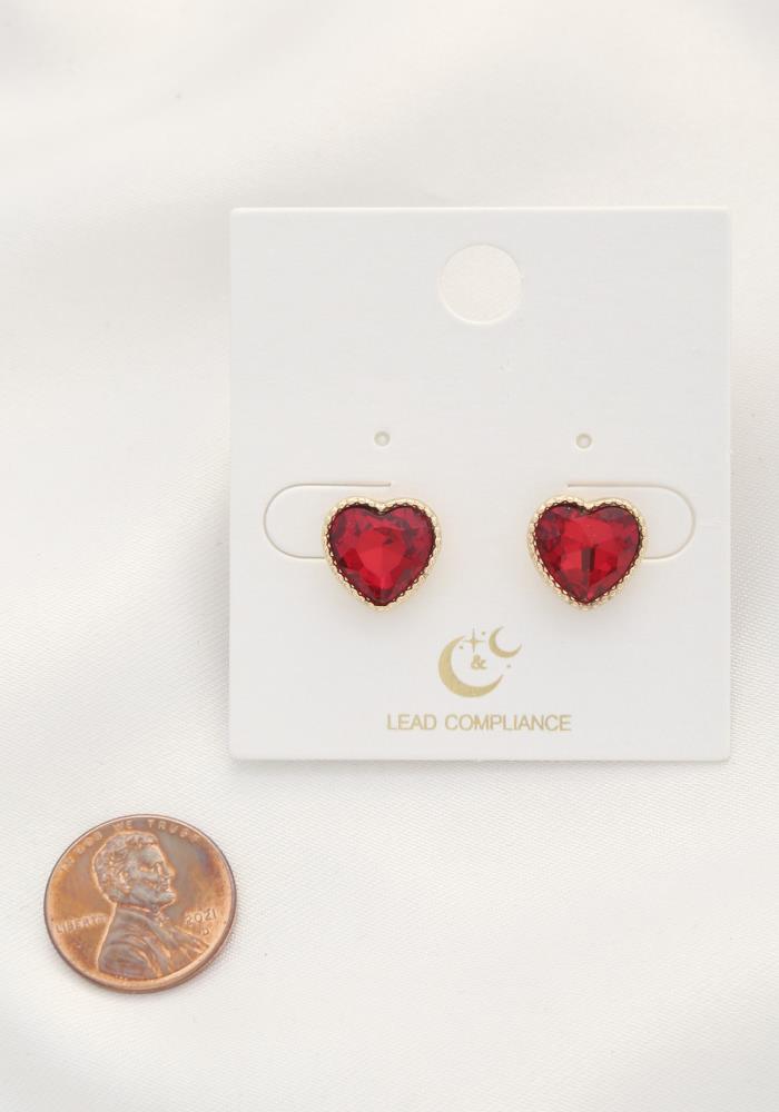 Heart Crystal Stud Earring - 3 Colors