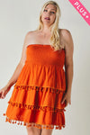 NEW Tassel Trim Layered Hem Tube Dress- Curvy Size