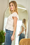 SALE Solid Smocked Square Neck Top