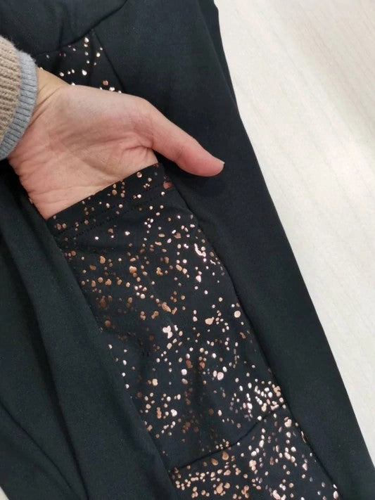 XMAS JULY Anchored Leggings | BLACK + ROSE GOLD METALLIC FLECK