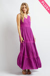 SALE Lace Trip Ruffle V Neck Maxi Dress - Curvy Size
