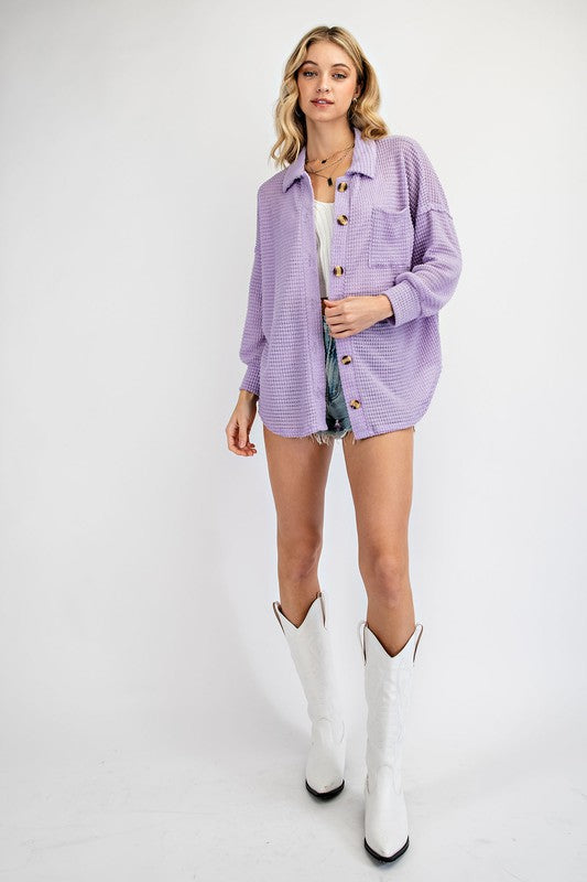 SALE Waffle Button Front Knit - Curvy