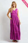 SALE Lace Trip Ruffle V Neck Maxi Dress - Curvy Size
