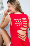SALE Flag Cut Out Back Tank -3 Colors - Curvy Size