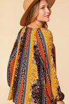 SALE Bohemian Vertical Floral Front Tie Blouse - Curvy Size