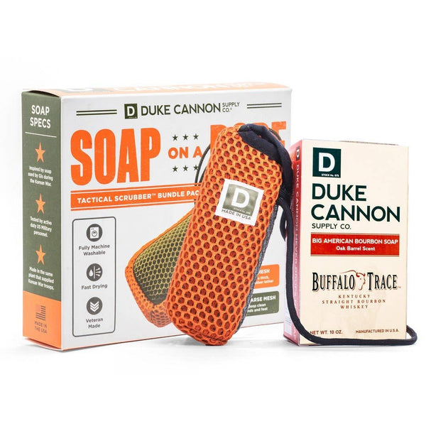 Duke Cannon - Soap on a Rope Bundle Pack (Tactical Scrubber + Bourbon soap