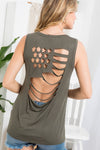 SALE Flag Cut Out Back Tank -3 Colors - Curvy Size