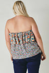 SALE Strapless Floral Tie Front Top- Curvy