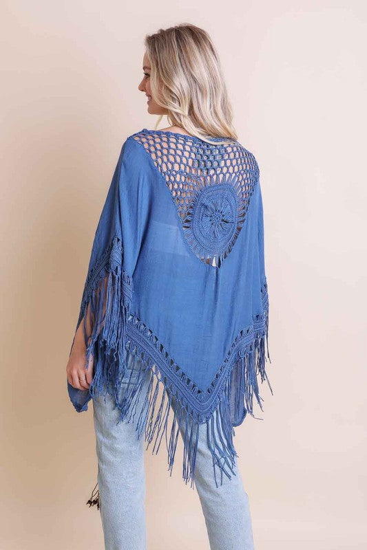 Crochet Medallion Tassel Kimono - 5 Colors