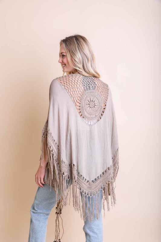 Crochet Medallion Tassel Kimono - 5 Colors