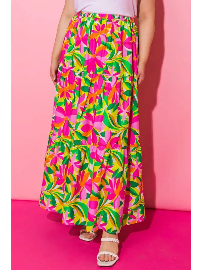 Printed Poplin Skirt - Curvy Size