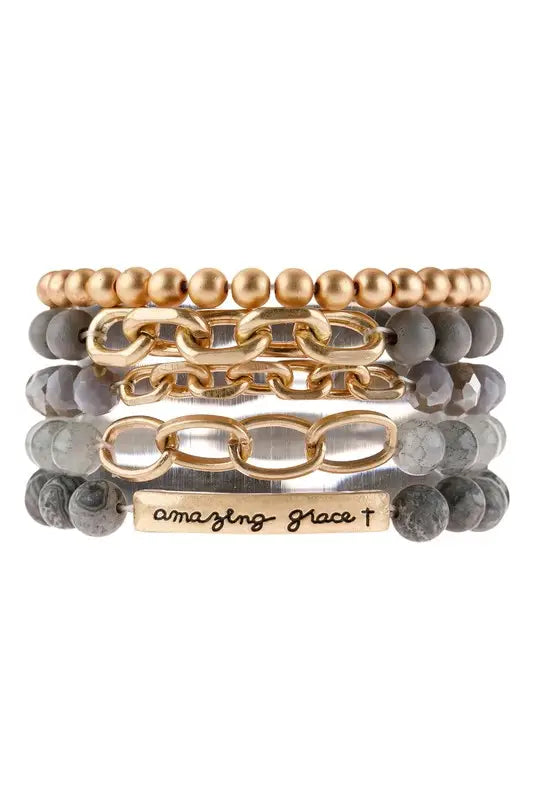 NEW Amazing Grace Charm Multiline Beaded Bracelet