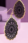 NEW Laser Cut Mandala Inspired Tear Drop Hook Earrings -2 Colors