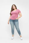Judy Blue High Waist Distressed Hem Skinny Jeans - Curvy