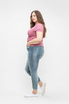 Judy Blue High Waist Distressed Hem Skinny Jeans - Curvy