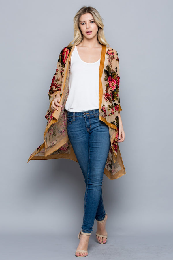 Vintage Velvet Rose Kimono