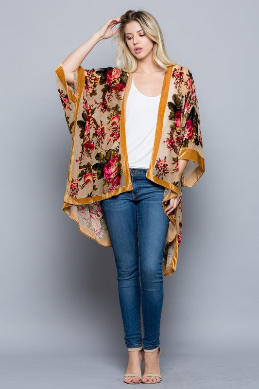 Vintage Velvet Rose Kimono