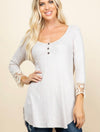 Waffle Crochet Trim Top - Curvy Size