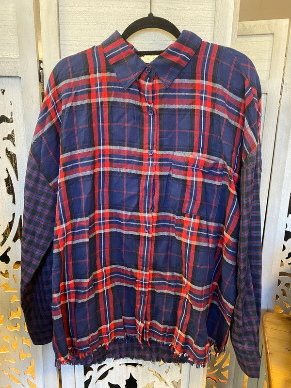 Plaid Flannel Long sleeve Shirt - Curvy Size