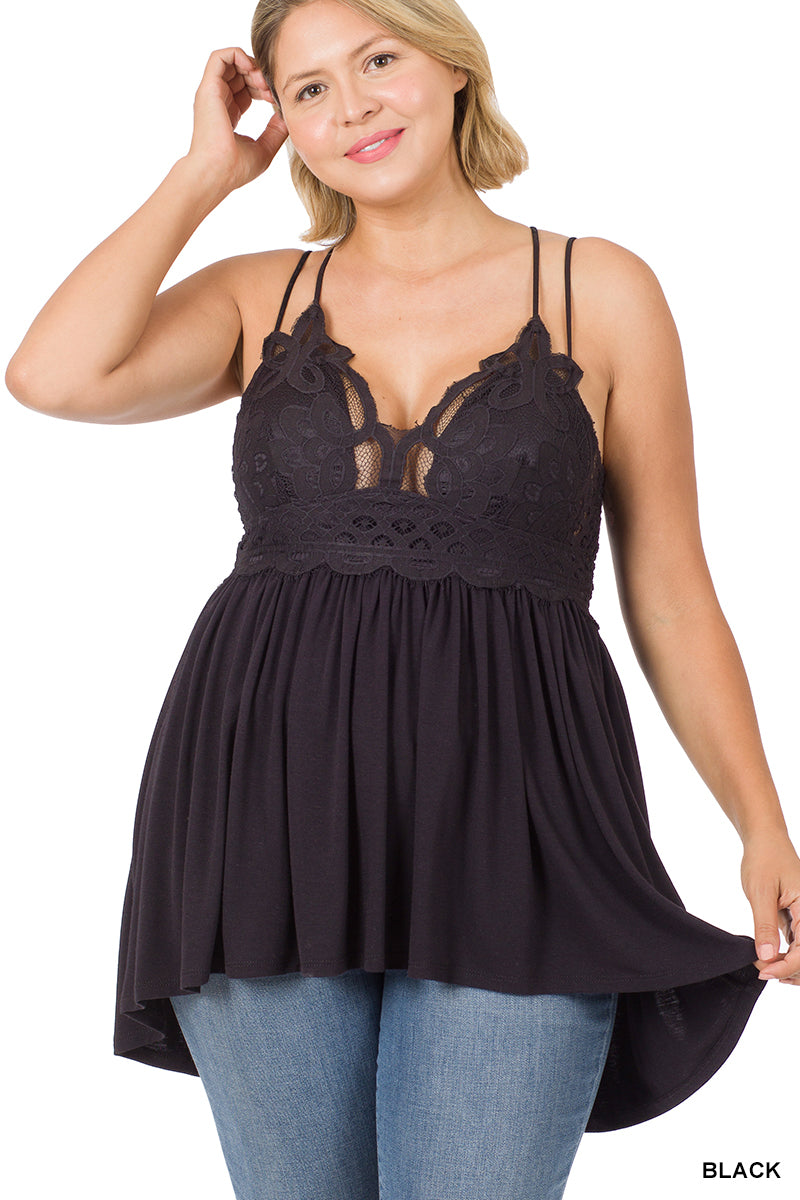 XMAS JULY Crochet Lace tunic cami - Curvy Size - 4 Colors