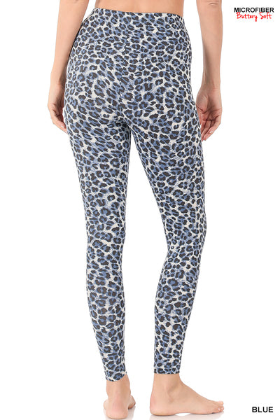 Brushed Microfiber Leopard Full Length Leggings