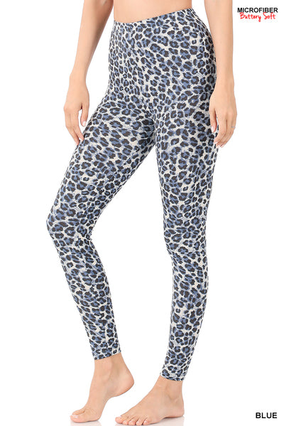 Brushed Microfiber Leopard Full Length Leggings