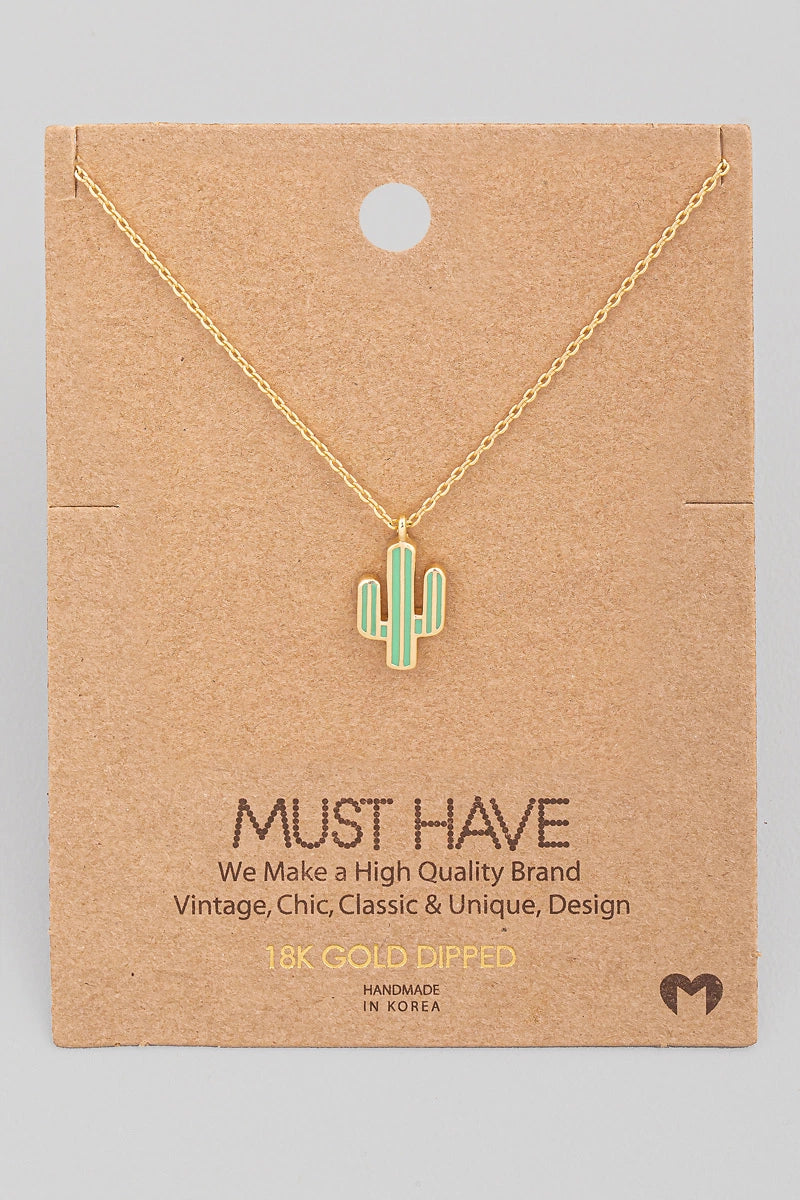 Dainty Cactus Pendant Necklace - 2 styles