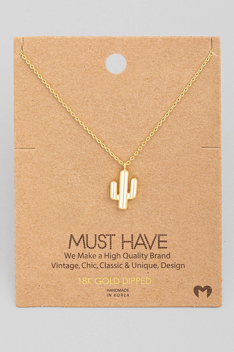 Dainty Cactus Pendant Necklace - 2 styles