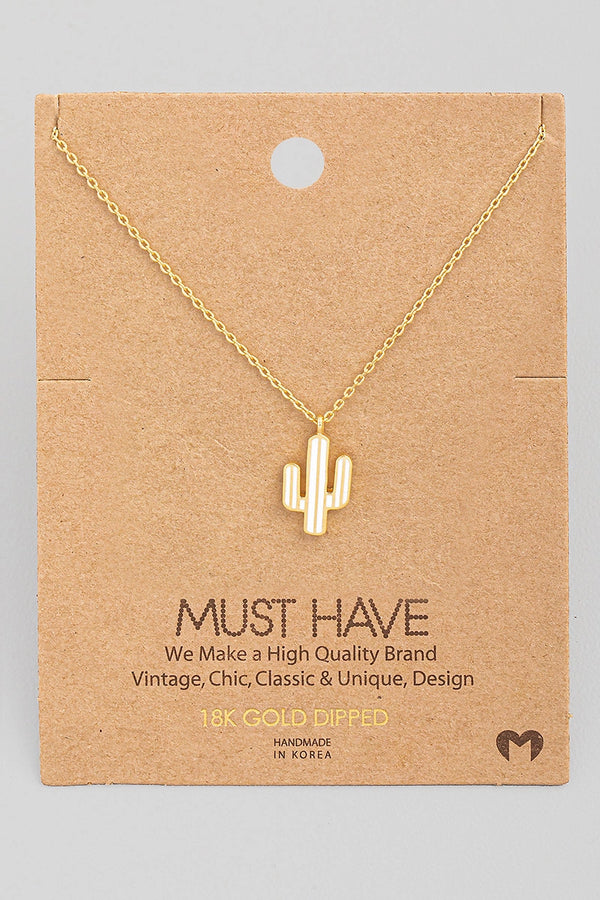 Dainty Cactus Pendant Necklace - 2 styles