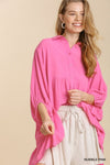 Button Front Oversized Tunic Shirt Curvy - 7 Colors
