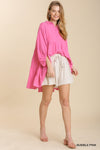 Button Front Oversized Tunic Shirt- 7 Colors