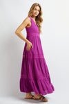 SALE Lace Trip Ruffle V Neck Maxi Dress - Curvy Size