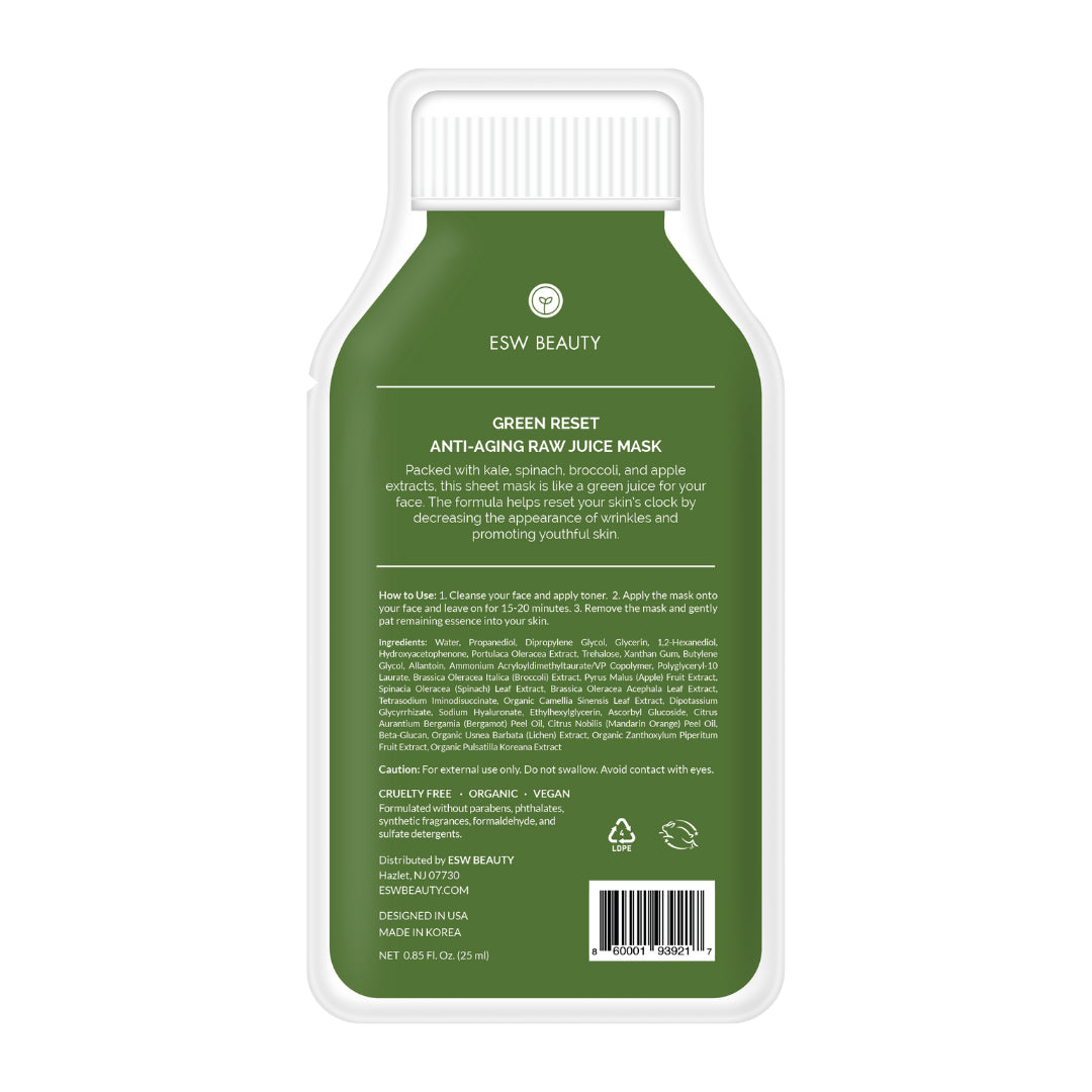 NEW Green Reset Anti Aging Raw Juice Sheet Mask
