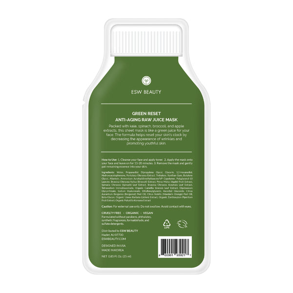 NEW Green Reset Anti Aging Raw Juice Sheet Mask