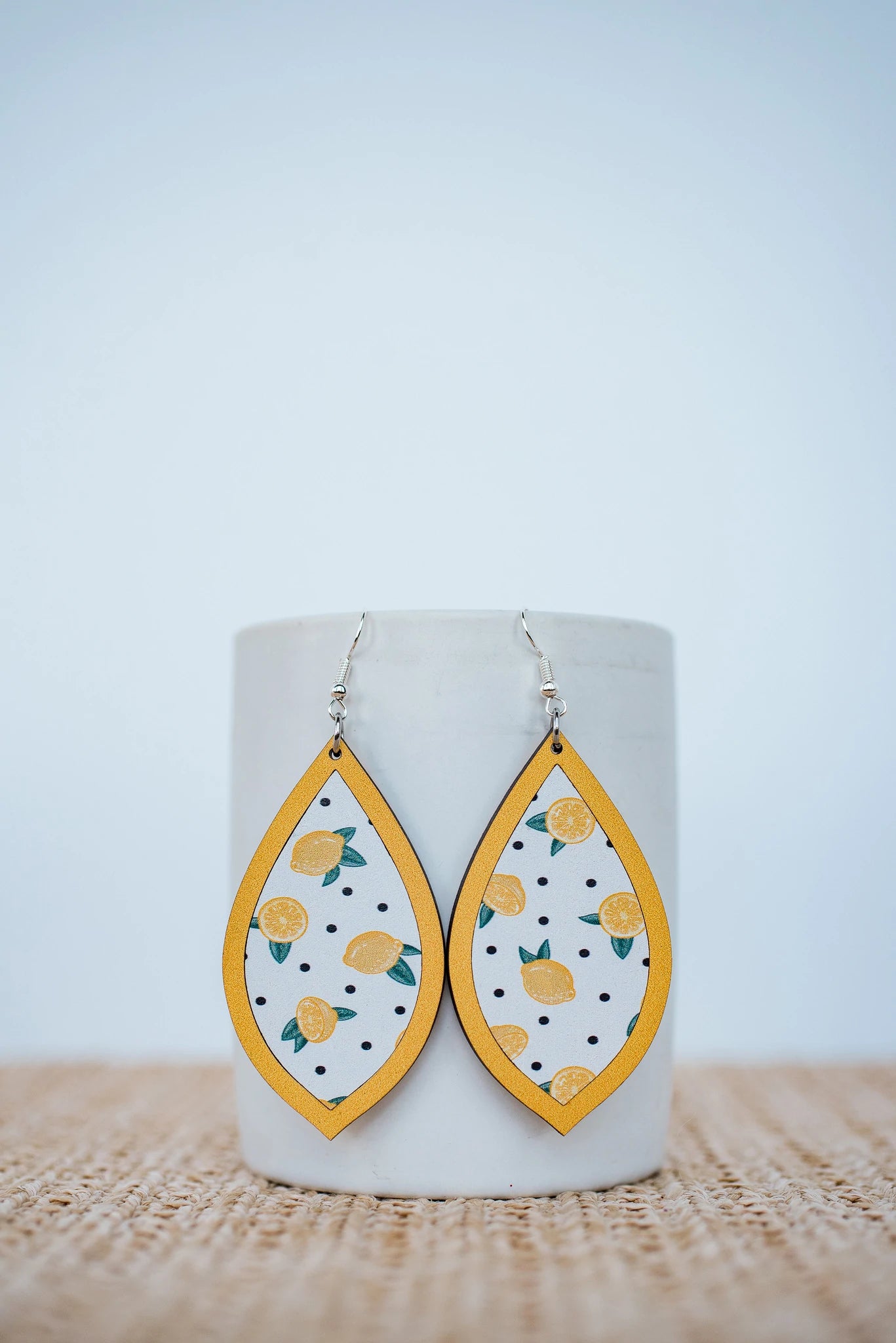 NEW Lemon Inset Teardrop Dangle Earrings