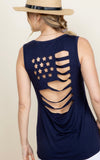 SALE Flag Cut Out Back Tank -3 Colors - Curvy Size