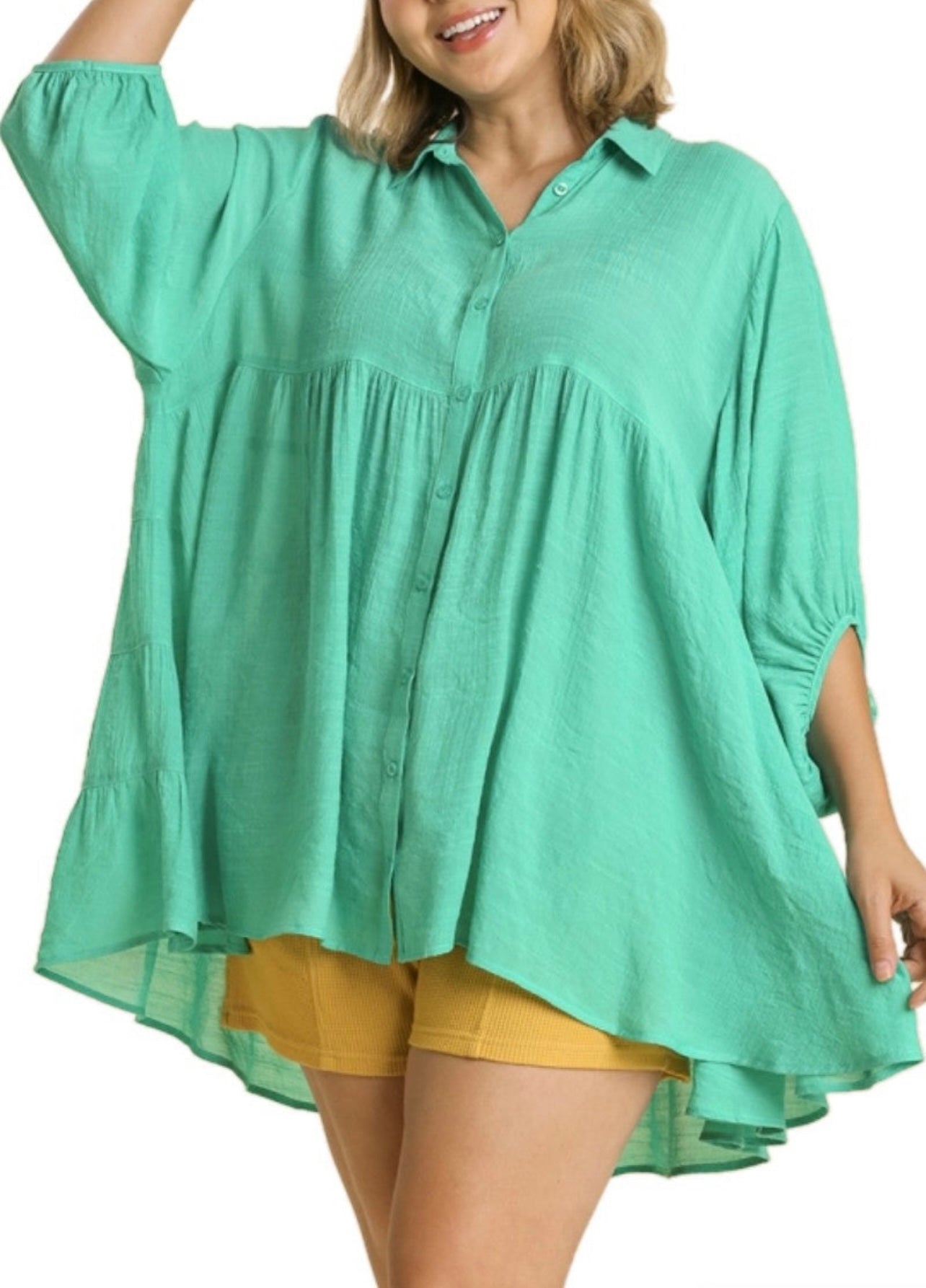 Button Front Oversized Tunic Shirt- 7 Colors