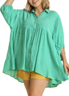 Button Front Oversized Tunic Shirt- 7 Colors